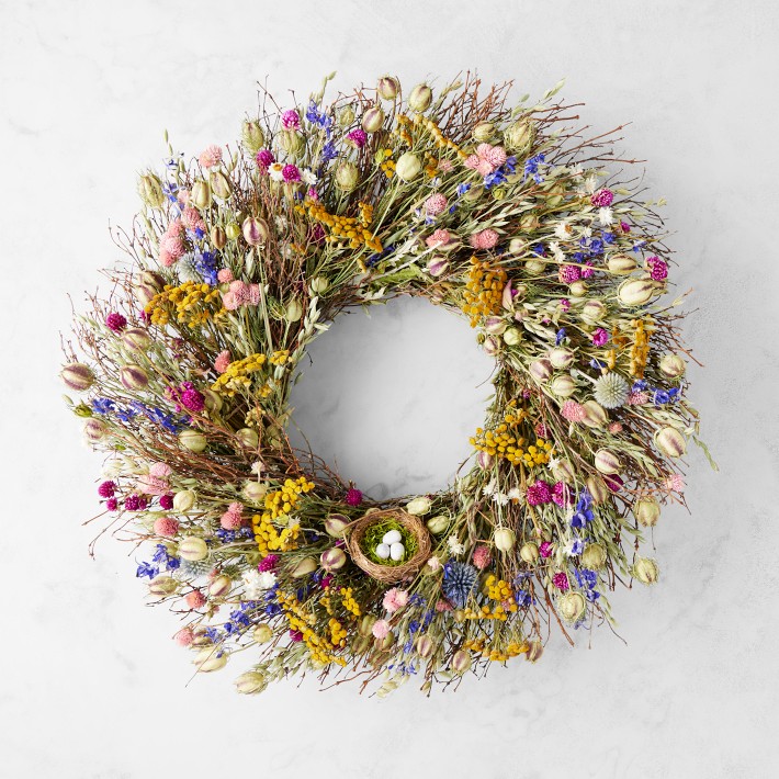 Spring Floral Nest Live Wreath, 22