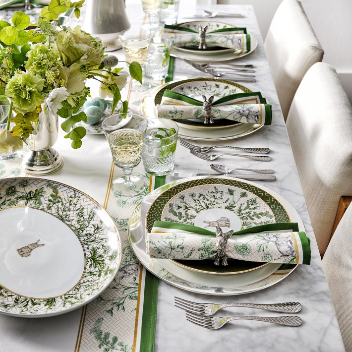 Garden Lattice Bunny Oval Platter