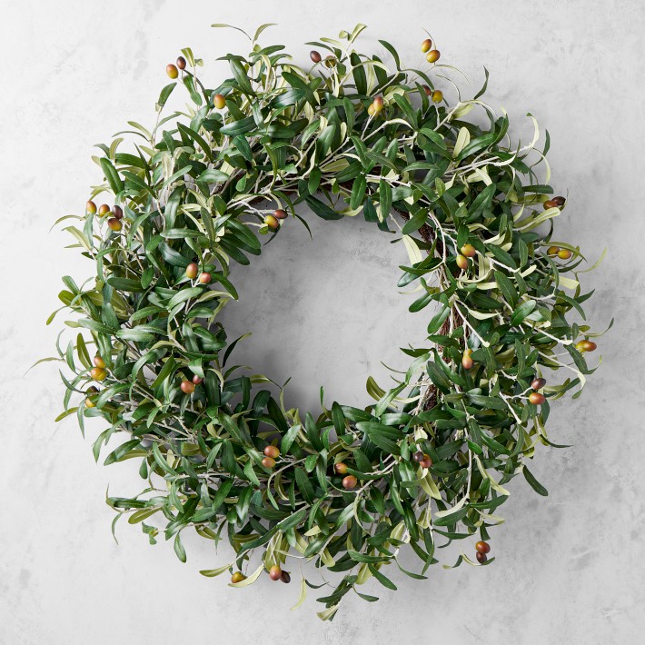 UV Protected Faux Olive Wreath, 26