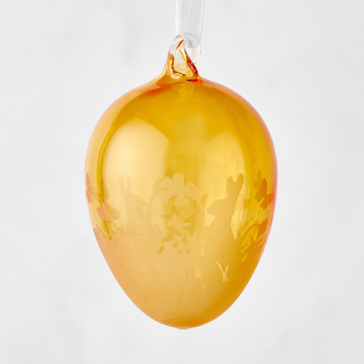 Etched Glass Decorated Eggs, Set of 6