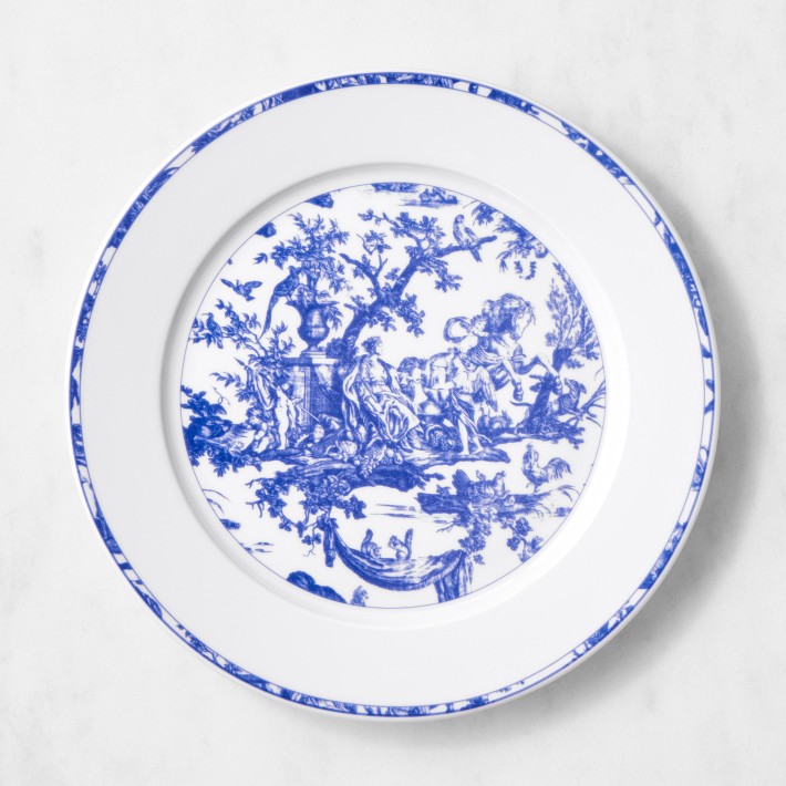 Pillivuyt French Toile Porcelain Dinner Plates, Set of 4